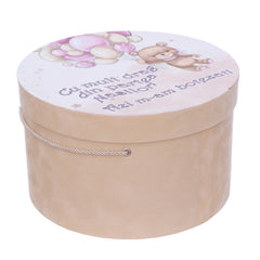 Cutie transport trusou ursulet cu baloane, crem, REC3319