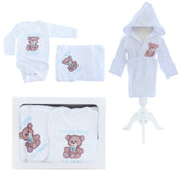 Set pentru prima baita cu nasii, halat, prosop si body, Ursulet, REC2539