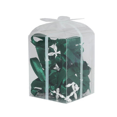 Set 20 marturii, cruciulite biserica din metal cu bolduri si cutiuta, funda verde, REC1968/48