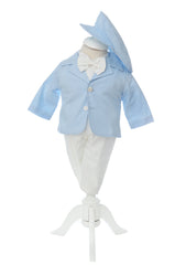 Trusou complet pentru botez de baieti, trusou simplu, lumanare cu "Radacini si aripi de la parinti", costum si pantofiori, bleu, 15 piese, Recostore®, REC2650