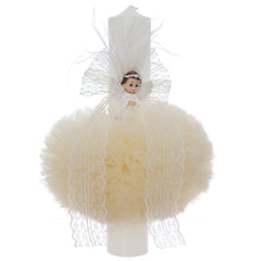 Trusou botez fete, culoare galben-ivoire, model ingeras Gloria, trusou, rochita si lumanare, REC3165