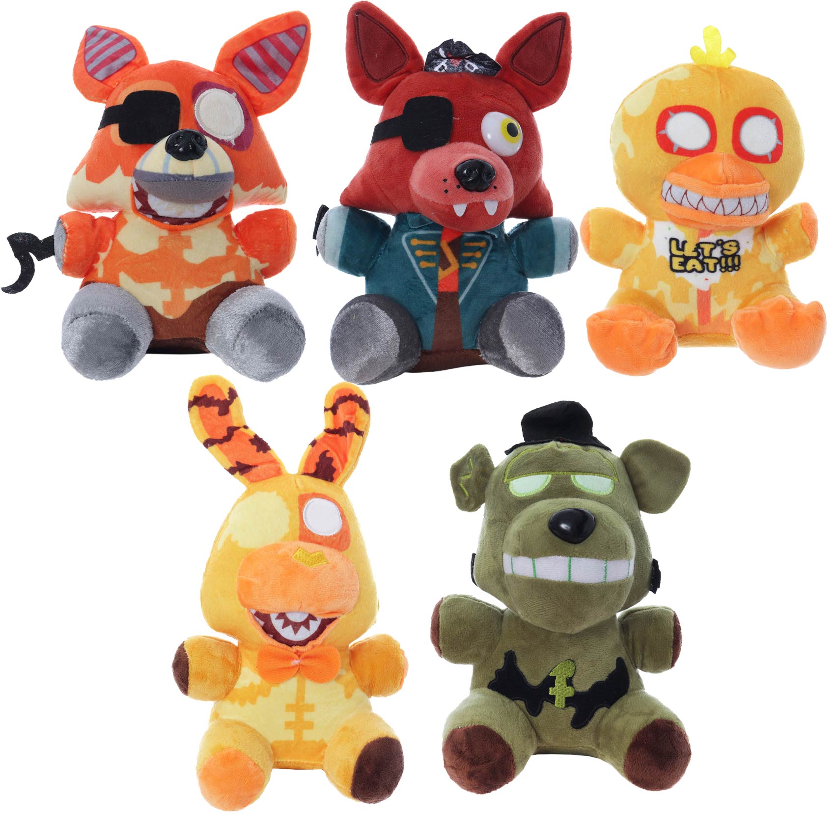 Set 5 jucarii de plus Five Nights at Freddy's, dimensiune 20 cm, REC3031