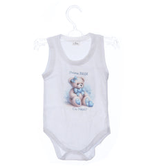 Set prima baita dupa botez cu nasii, body, prosop si saculet cu mirodenii, Model Ursulet, REC3095