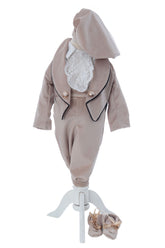 Costum print cu aripi pentru botez baieti, 6 piese, crem, Recostore®, REC3046