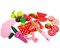 Set fructe si legume din lemn, prindere cu magnet, REC2939