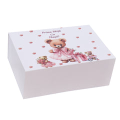 Set prima baita dupa botez cu nasii, body, prosop si saculet cu mirodenii, Model cu Ursulet, REC3097