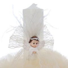 Lumanare botez, ingeras, 30x5.5 cm, ivoire, Recostore®, REC5004/6