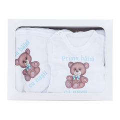 Set pentru prima baita cu nasii, halat, prosop si body, Ursulet, Recostore®, REC2539