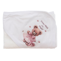 Set prima baita dupa botez cu nasii, body, prosop si saculet cu mirodenii, Model cu Ursulet, REC3097