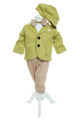 Trusou complet pentru botez de baieti personalizat cu Safari, lumanare cu Safari, costum si pantofiori, Verde olive, 14 piese, Recostore®, REC2751