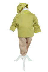 Trusou complet pentru botez de baieti personalizat cu Safari, lumanare cu Safari, costum si pantofiori, Verde olive, 14 piese, Recostore®, REC2751