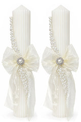 Set lumanari elegante pentru nunta/cununie cu perle, 2 bucati, REC5001/59
