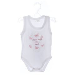 Set prima baita dupa botez cu nasii, body, prosop si saculet cu mirodenii, Model cu Fluturi, REC3099