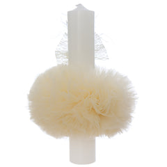 Trusou botez fete, culoare galben-ivoire, model ingeras Gloria, trusou, rochita si lumanare, REC3165