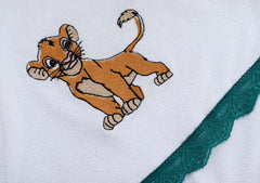 Trusou pentru botez de baieti, Model brodat cu Regele Leu, verde, 7 piese, Recostore®, REC2509