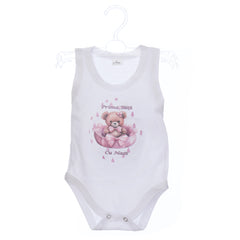 Set prima baita dupa botez cu nasii, body, prosop si saculet cu mirodenii, Model cu Ursulet, REC3101