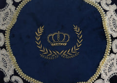 Trusou botez baieti model Print Charles, culoare bleumarin, costum print, trusou si lumanare, REC3183