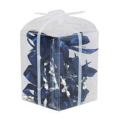 Set 20 marturii, cruciulite biserica din metal cu bolduri si cutiuta, funda bleumarin, REC1968/49