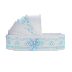 Trusou tip landou pentru botez de baieti, Model brodat cu Ursuletul aviator, bleu, 8 piese, REC5005/1