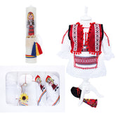 Set trusou complet pentru botez de fete, model traditional, 13 piese, costum popular, lumanare cu tarancuta, trusou brodat cu tarancuta, Recostore®, REC2491