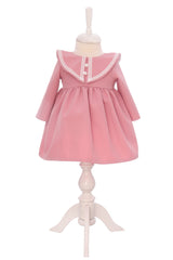 Rochie roz pudrat eleganta pentru botez fetita, REC3336