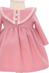 Rochie roz pudrat eleganta pentru botez fetita, REC3336