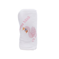 Set pentru prima baita cu nasii, halat, prosop si body, Model cu Lebada, REC3102