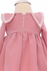 Rochie roz pudrat eleganta pentru botez fetita, REC3336