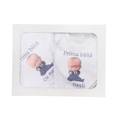 Set pentru prima baita cu nasii, halat, prosop si body, Model Tip Baby Boss, REC3103