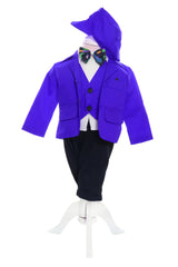 Trusou complet pentru botez de baieti personalizat cu Ursuletul aviator, trusou brodat, lumanare, costum si pantofiori, albastru electric, 15 piese, Recostore®, REC2673