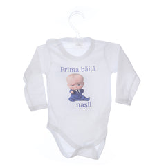 Set pentru prima baita cu nasii, halat, prosop si body, Model Tip Baby Boss, REC3103