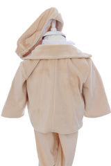 Costum din catifea pentru botez, 5 piese, crem, REC3407
