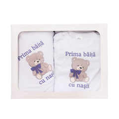 Set pentru prima baita cu nasii, halat, prosop si body, Model Tip Ursulet, REC3104