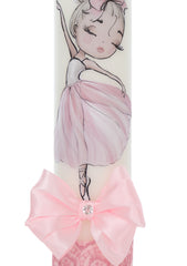 Trusou botez fete, culoare roz pudrat, model Balerina, trusou, rochita si lumanare, REC3192