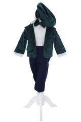 Costum elegant pentru botez, 5 piese, verde, REC3409