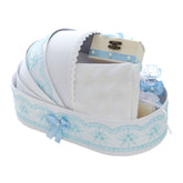 Trusou simplu tip landou pentru botez de baieti, bleu, 8 piese, REC5005/22