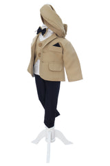 Costum elegant pentru botez, 5 piese, crem, REC3410