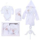 Set pentru prima baita cu nasii, halat, prosop si body, Model cu Ingeras, REC3106