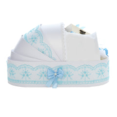 Trusou simplu tip landou pentru botez de baieti, bleu, 8 piese, REC5005/22