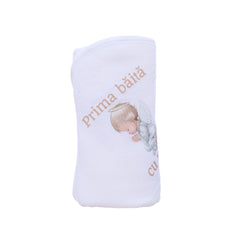 Set pentru prima baita cu nasii, halat, prosop si body, Model cu Ingeras, REC3106