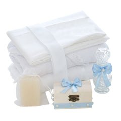 Trusou simplu tip landou pentru botez de baieti, bleu, 8 piese, REC5005/22