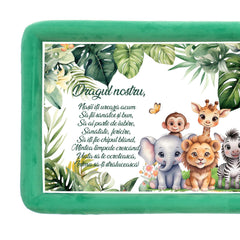 Trusou mot baieti, aniversare 1 an, Safari, catifea verde, 7 piese, 34x25 cm, REC5011/34