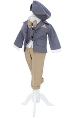 Costum elegant pentru botez, 5 piese, gri-crem, REC3411