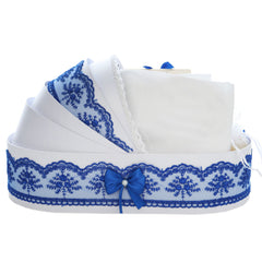 Trusou simplu tip landou pentru botez de baieti, albastru electric, 8 piese, REC5005/23