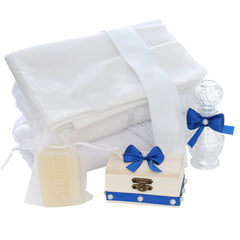 Trusou simplu tip landou pentru botez de baieti, albastru electric, 8 piese, REC5005/23