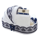 Trusou simplu tip landou pentru botez de baieti, bleumarin, 8 piese, REC5005/24