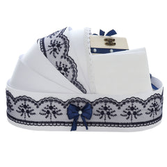 Trusou simplu tip landou pentru botez de baieti, bleumarin, 8 piese, REC5005/24