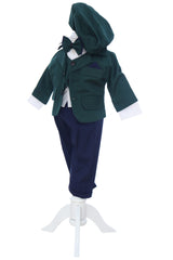 Costum elegant pentru botez, 5 piese, verde, REC3412