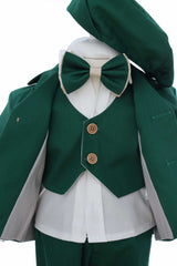 Costum verde botez baieti, compus din 5 piese, Recostore®, REC3107