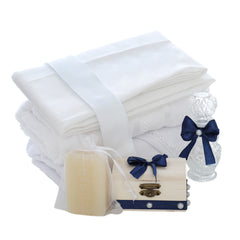 Trusou simplu tip landou pentru botez de baieti, bleumarin, 8 piese, REC5005/24